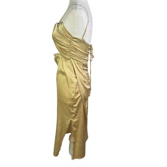 NWT Danielle Bernstein The Halter Dress Gold Satin Convertible Keyhole Small S - Picture 7 of 13